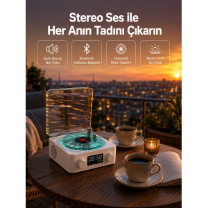 3-1 Kablosuz Bluetooth Hoparlör – Gece Lambalı, Saatli, Retro Tasarım