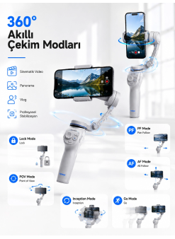 3 Eksen Telefon Sabitleyici Canlı Yayın Vlog Mobil Video Çekimi İçin Profesyonel Gimbal