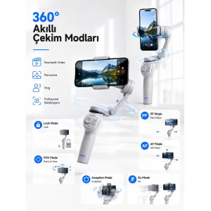 3 Eksen Telefon Sabitleyici Canlı Yayın Vlog Mobil Video Çekimi İçin Profesyonel Gimbal