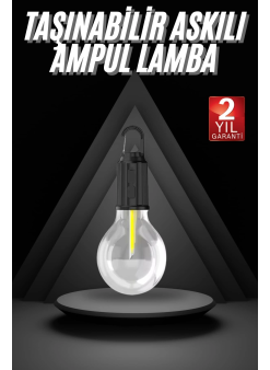3 Farklı Mod Led'li Şarjlı Asma Kancalı Kamp Lambası Taşınabilir Ampul