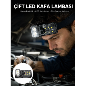 3 Fonksiyonlu Led Far El Feneri Çalışma Lambası Uzun Pil Ömürlü Yeni Nesil