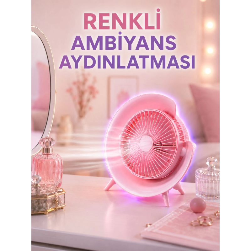3 Hız Ayarlı Usb Şarjlı Rgb Masa Fanı 3 Hız Ayarlı Usb Şarjlı Rgb Masa Fanı