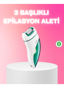 3 İn 1 Epilatör Metal Başlıklı Ipx5 Su Geçirmez 90 Dakika Şarjlı Epilasyon Cihazı