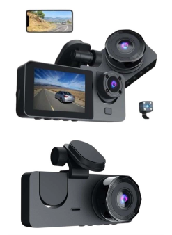 3 Kameralı 2 İnç 1080p Araç İçi Kamera Sürüş Kamerası Carplay