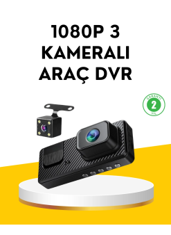 3 Kameralı Araç İçi Dvr Kayıt Cihazı  Ön İç Arka Kamera Full Hd