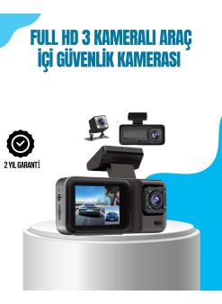 3 Kameralı Araç İçi Kayıt Cihazı 1080p Full Hd Gece Görüşlü Ve Wi-fi Bağlantılı