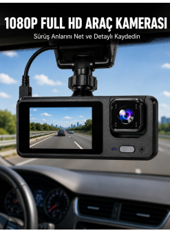 3 Kanallı Araç Kamerası – Full Hd 1080p Kayıt, 2” Ekran, Park Gözetimi Desteği Yeni Nesil