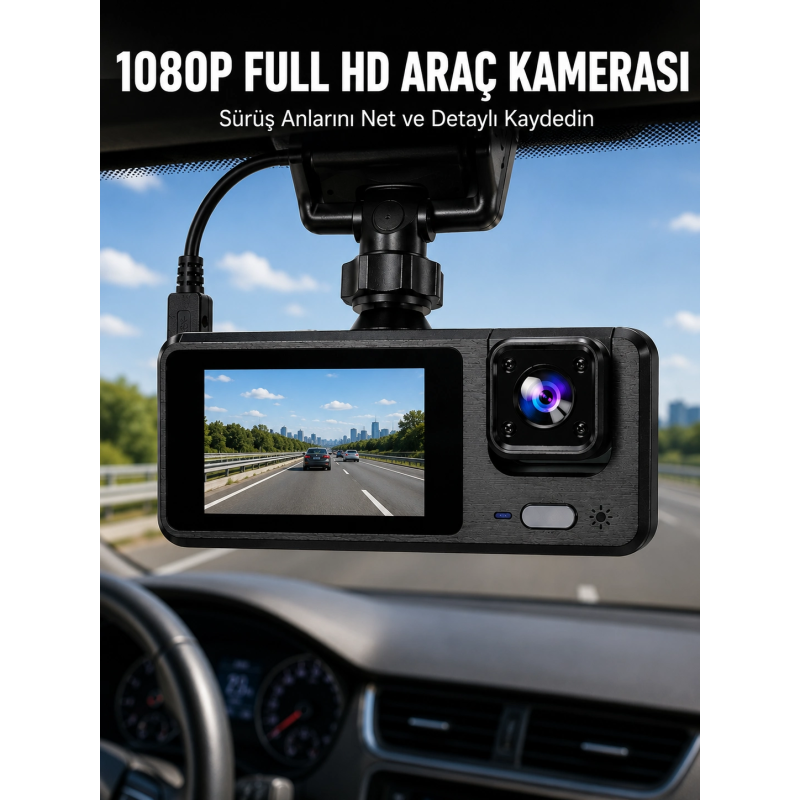 3 Kanallı Araç Kamerası – Full Hd 1080p Kayıt, 2” Ekran, Park Gözetimi Desteği Yeni Nesil 3 Kanallı Araç Kamerası – Full Hd 1080p Kayıt, 2” Ekran, Park Gözetimi Desteği Yeni Nesil