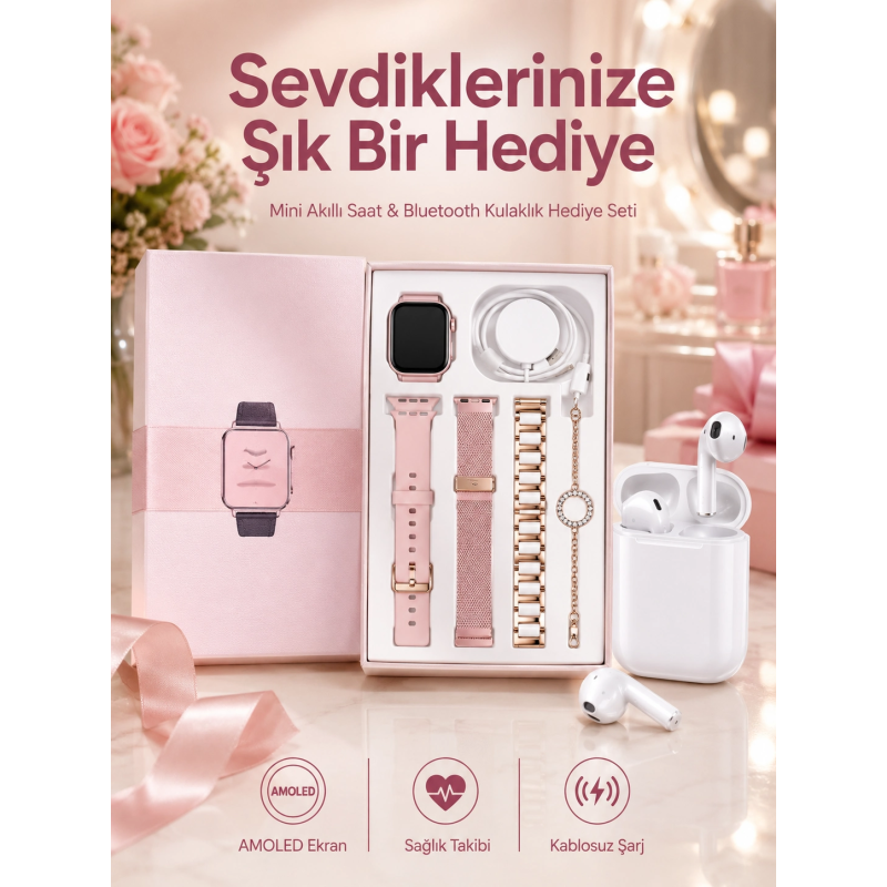3 Kordonlu Dokunmatik Ekran Akıllı Saat Ve 2.nesil Kablosuz Bluetooth Kulaklık Anc/enc 3 Kordonlu Dokunmatik Ekran Akıllı Saat Ve 2.nesil Kablosuz Bluetooth Kulaklık Anc/enc
