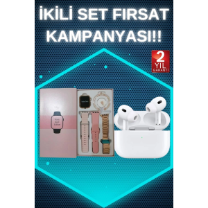 3 Kordonlu Pembe Amoled Ekran Akıllı Saat Ve Yeni Nesil Pro Kablosuz Bluetooth Kulaklık Anc/enc