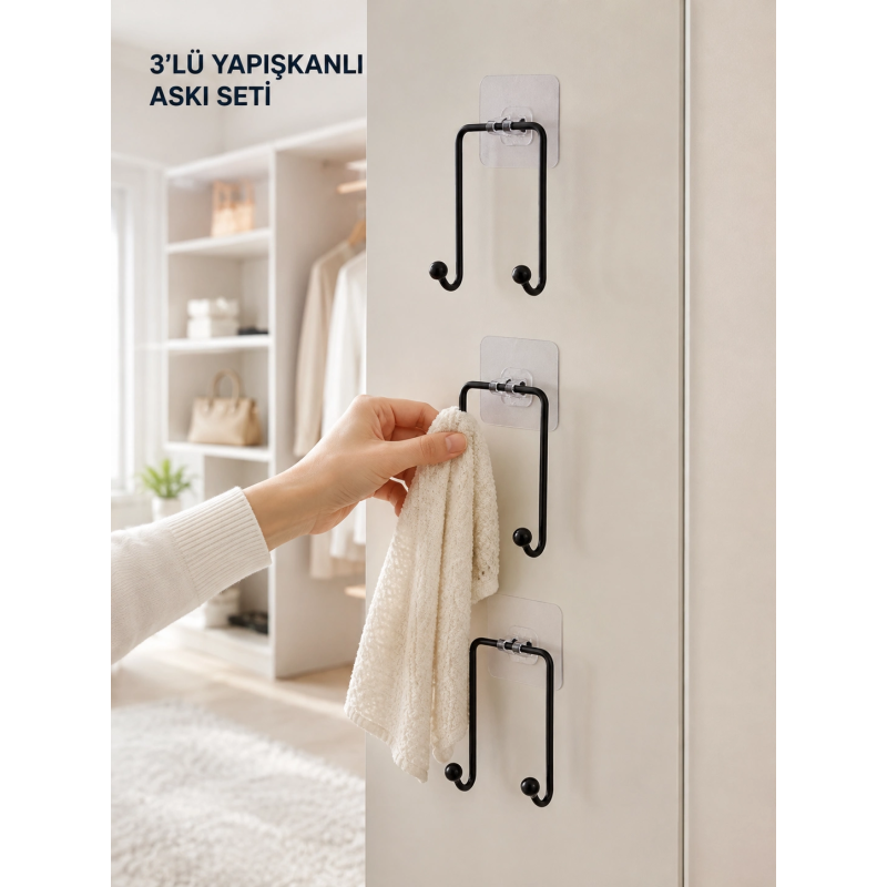 3lü Duvar Tipi Yapışkanlı Askılık Ev Ve Yaşam Alanları İçin Pratik Set 3lü Duvar Tipi Yapışkanlı Askılık Ev Ve Yaşam Alanları İçin Pratik Set