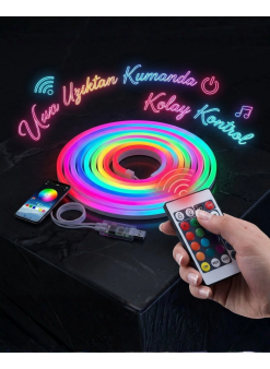 3 Metre Rgb Akıllı Neon Led Şerit Işık Telefon Ve Kumanda Kontrollü Ambiyans Aydınlatma