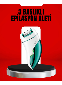 3'ü 1 Arada Epilatör Su Geçirmez Metal Başlıklı Led Işıklı 90 Dakika Şarjlı