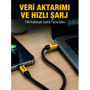 3'ü 1 Arada Usb Şarj Kablosu 240w Hızlı Şarj Ve Veri Aktarım Kablosu