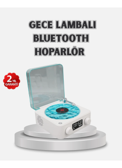 3-ü-1 Gece Işığı Bluetooth Hoparlör Dijital Saat Vintage Plak Çalar Tasarımlı