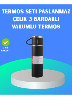 304 Çelik Termos Seti | 2 Bardaklı, 500 Ml, Uzun Süre Isı Koruma