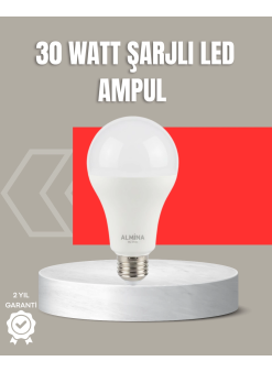 30w Şarjlı Led Ampul E27 Duy %80 Enerji Tasarruflu Soğuk Beyaz