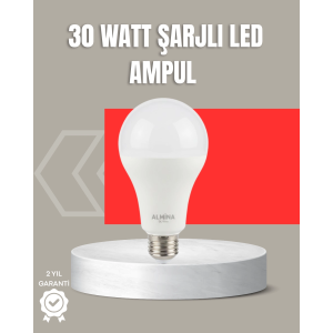 30w Şarjlı Led Ampul E27 Duy %80 Enerji Tasarruflu Soğuk Beyaz