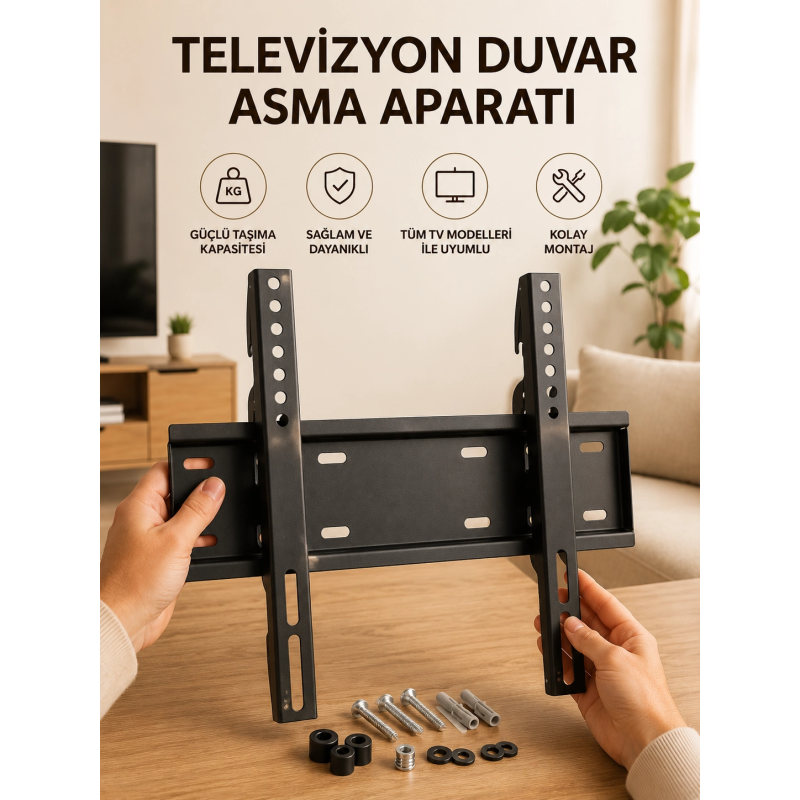 32-55 İnç Uyumlu 40 Kg Taşıma Kapatiseli Televizyon Duvar Asma Aparatı 32-55 İnç Uyumlu 40 Kg Taşıma Kapatiseli Televizyon Duvar Asma Aparatı