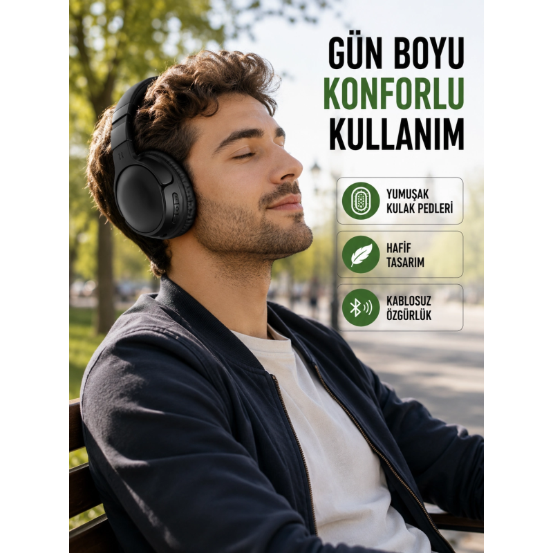 3.2 Cm Sürücülü Ergonomik Kablosuz Kulaklık 3.2 Cm Sürücülü Ergonomik Kablosuz Kulaklık