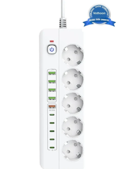 3500w Akım Korumalı 5’li Grup Priz: 5x Usb + 5x Type-c Çıkışlı (2 Metre)