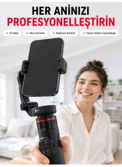 360° Aı Akıllı Takipli Selfie Stick Gimbal Stabilizatör Bluetooth Kumandalı Uzayabilir Telefon Tripodu