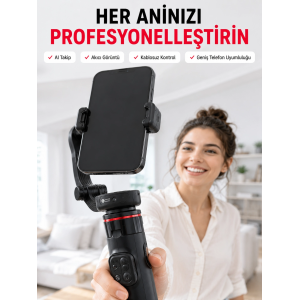 360° Aı Akıllı Takipli Selfie Stick Gimbal Stabilizatör Bluetooth Kumandalı Uzayabilir Telefon Tripodu
