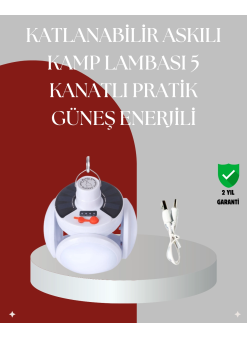 360 Derece Katlanabilir Solar Led Aydınlatma Çadır Lambası