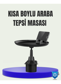 360° Döner Araç Bardaklık Tepsisi Geniş Yemek Alanlı Telefon Standlı