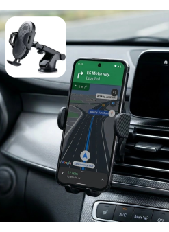 360° Döner Araç Telefon Tutucu Otomatik Kilit Mekanizmalı Stand