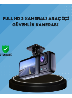 360° Kapsama Sahip Full Hd Araç Kamerası 3’lü Kayıt Gece Görüşlü Dashcam