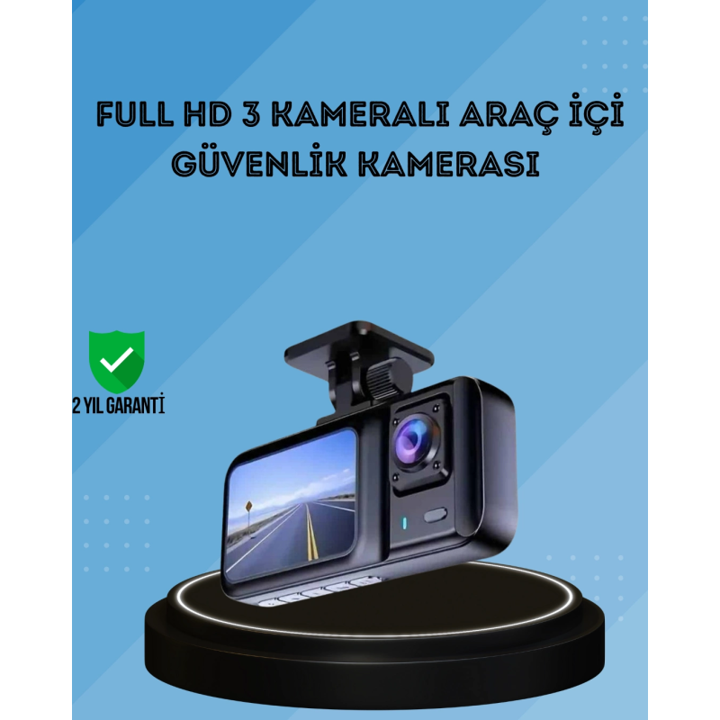 360° Kapsama Sahip Full Hd Araç Kamerası 3’lü Kayıt Gece Görüşlü Dashcam 360° Kapsama Sahip Full Hd Araç Kamerası 3’lü Kayıt Gece Görüşlü Dashcam