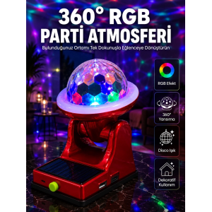 360° Rgb Led Disco Işığı Ayarlanabilir Başlıklı Güneş Enerjili Projektör Lamba