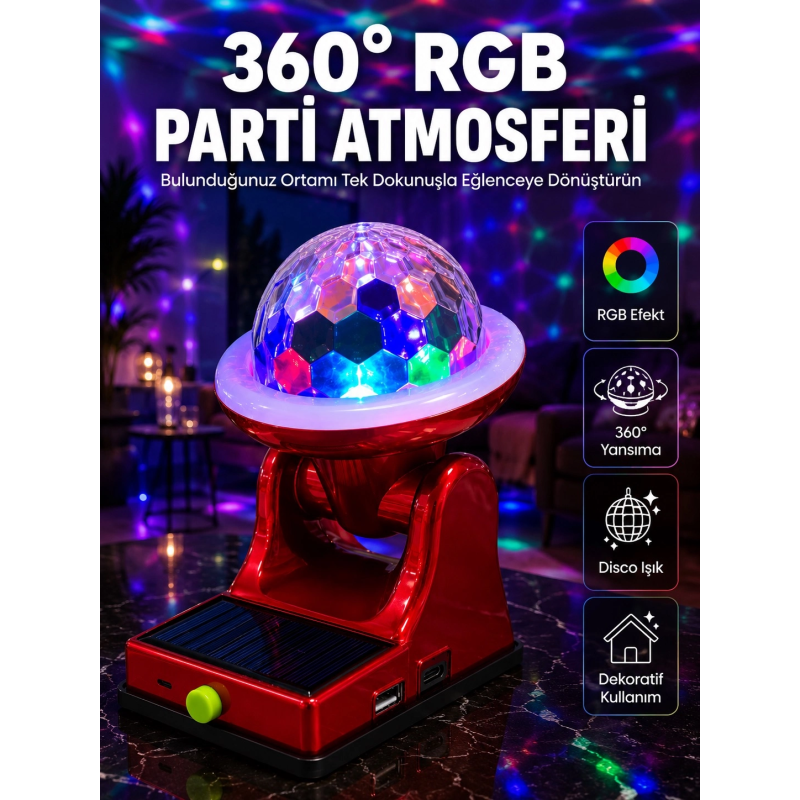 360° Rgb Led Disco Işığı Ayarlanabilir Başlıklı Güneş Enerjili Projektör Lamba 360° Rgb Led Disco Işığı Ayarlanabilir Başlıklı Güneş Enerjili Projektör Lamba
