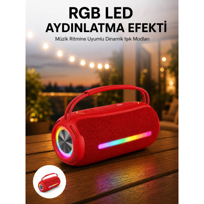 360 Rgb Led'li Taşınabilir Bluetooth Hoparlör – Kırmızı, Usb/tf Destekli 360 Rgb Led'li Taşınabilir Bluetooth Hoparlör – Kırmızı, Usb/tf Destekli