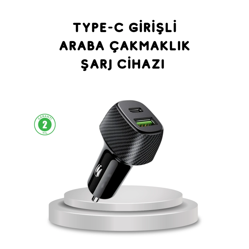 38w Araç Şarj Cihazı Type-c Pd Usb Hızlı Şarj Çift Port
