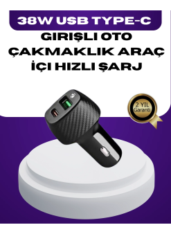 38w Çift Çıkışlı Araç Şarj Cihazı – Type-c Ve Usb Pd Destekli