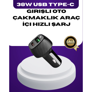 38w Çift Çıkışlı Araç Şarj Cihazı – Type-c Ve Usb Pd Destekli