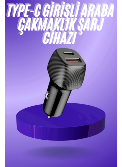 38w Usb Type-c Girişli Oto Çakmaklık Araç İçi Hızlı Şarj Çakmaklık Şarj Aleti