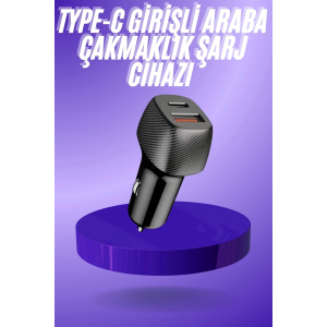 38w Usb Type-c Girişli Oto Çakmaklık Araç İçi Hızlı Şarj Çakmaklık Şarj Aleti