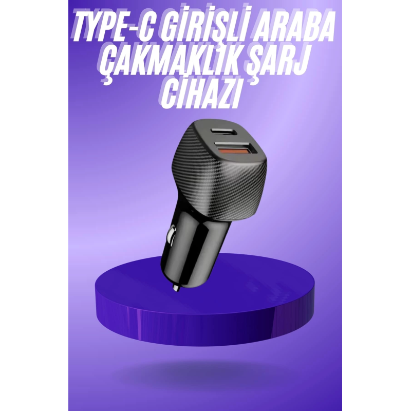38w Usb Type-c Girişli Oto Çakmaklık Araç İçi Hızlı Şarj Çakmaklık Şarj Aleti