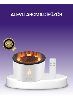 3d Alev Efektli Hava Nemlendirici – Uzaktan Kumandalı Ve 8 Saat Çalışma Süreli