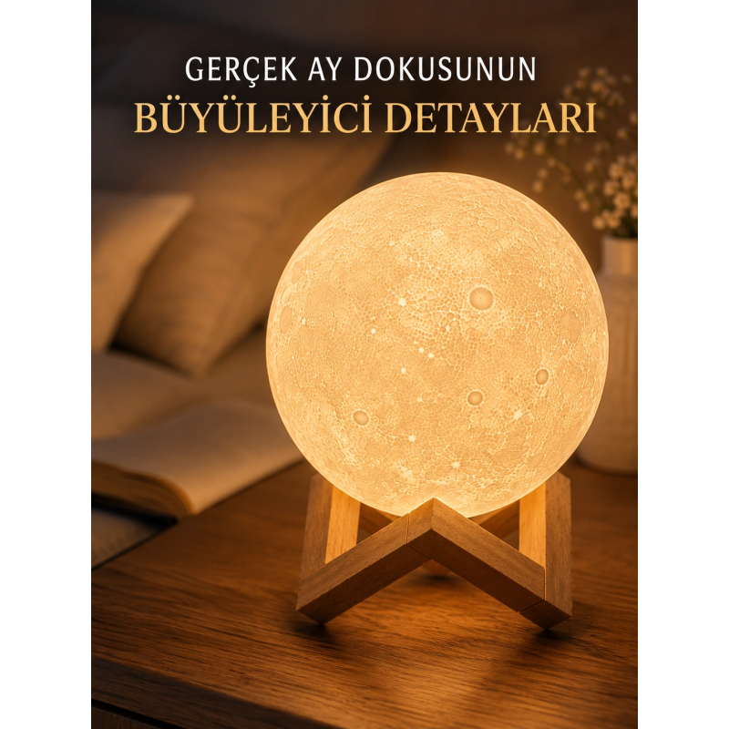 3d Ay Gece Lambası Ahşap Standlı Dekoratif Led Masa Lambası 3d Ay Gece Lambası Ahşap Standlı Dekoratif Led Masa Lambası