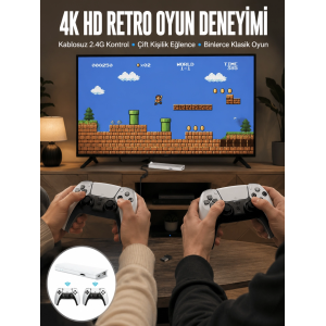 3d Çift Oyun Kollu 4k Hd Ekran Nostaljik 20.000 Oyunlu Beyaz Game Box Yeni Nesil