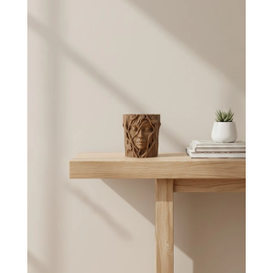 3d Doğal Ahşap Görünümlü Yüz Detaylı Dekoratif Vazo Sanat Tasarım