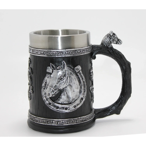 3d Kabartmalı At Büstü Paslanmaz Çelik Kupa Bardak Alk4475