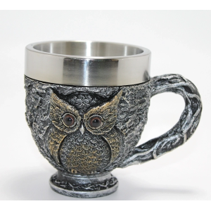 3d Kabartmalı Baykuş Büstü Paslanmaz Çelik Kupa Bardak Alk4482