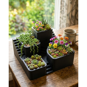 3d Kaktüs Saksı Seti Çok Bölmeli Modern Dekoratif Masaüstü Bitki Standı