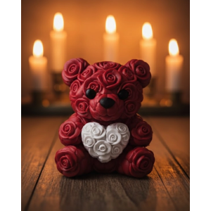 3d Kalp Ayıcık 10 Cm Gül Detaylı Dekoratif Hediye Obje