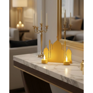 3d Ramazan Cami Dekor 2 Mumlu Işıklı Masa Üstü Biblo